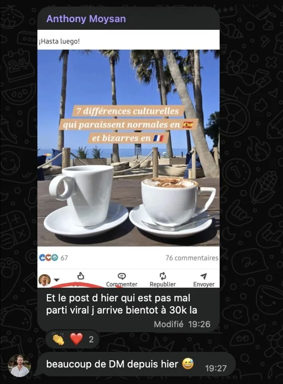 Message de Anthony Moysan