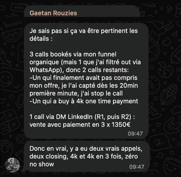 Message de Gaëtan Rouzies