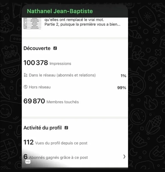 Message de Nathanaël Jean-Baptiste
